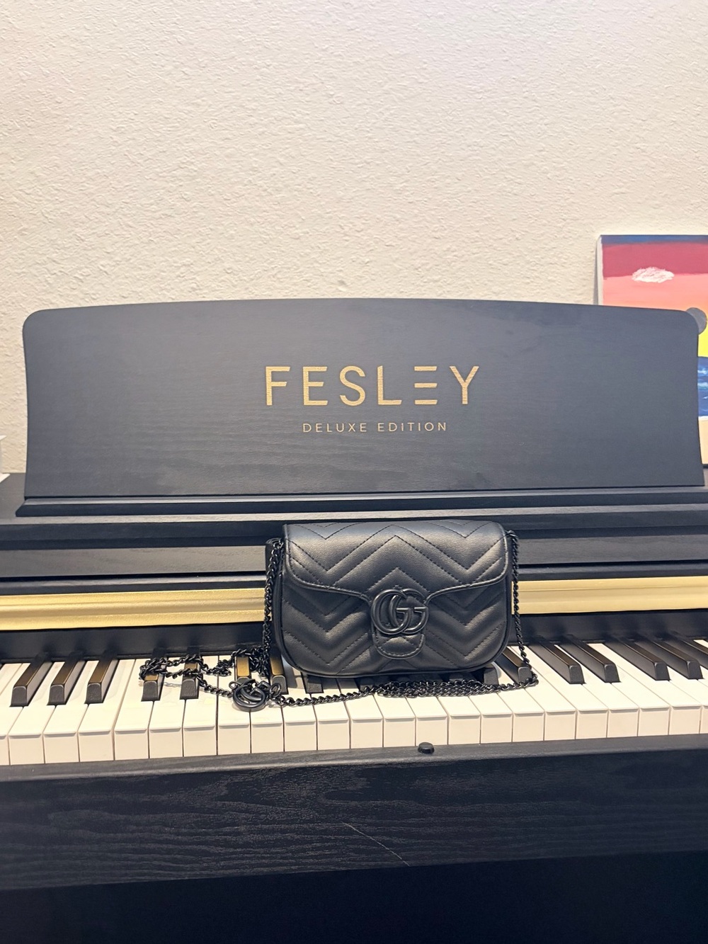 Gucci Black Quilted Leather GG Marmont Mini Crossbody